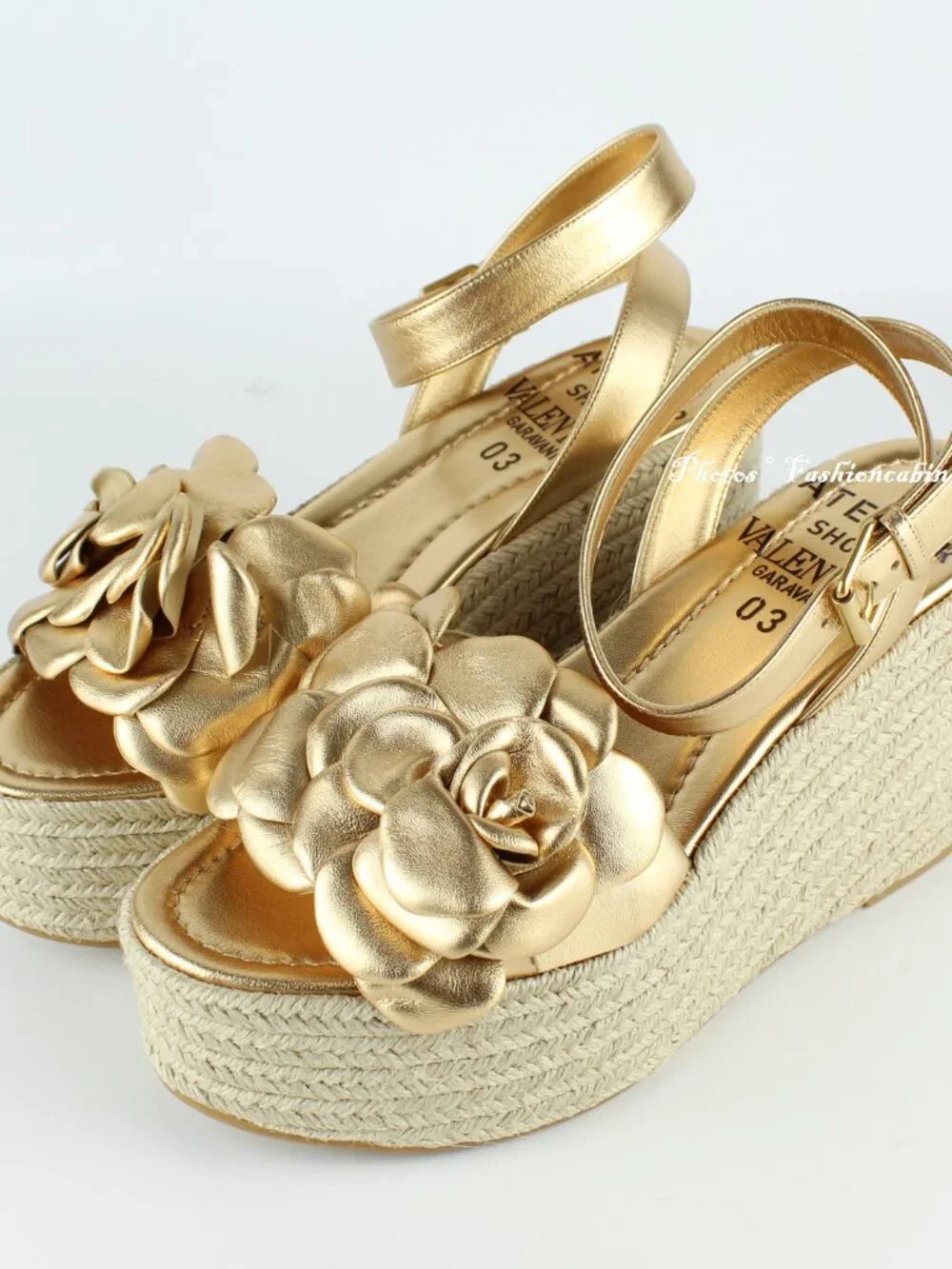 NEW Valentino Garavani Atelier 03 Rose Metallic Leather Espadrilles Sandal EU 39